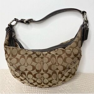 Coach Tan and Brown Monogram Shoulder Bag